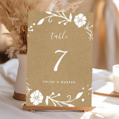 Numéro De Table Rustique Floral Botanique Wreath Faux Kraft Mariag