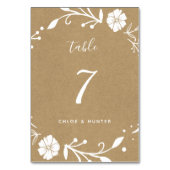 Numéro De Table Rustique Floral Botanique Wreath Faux Kraft Mariag (Dos)