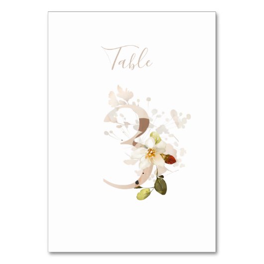 Numéro De Table Rustique Floral manuscrit Script 3 Mariage (Dos)