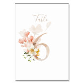 Numéro De Table Rustique Floral manuscrit Script 6 Mariage (Dos)