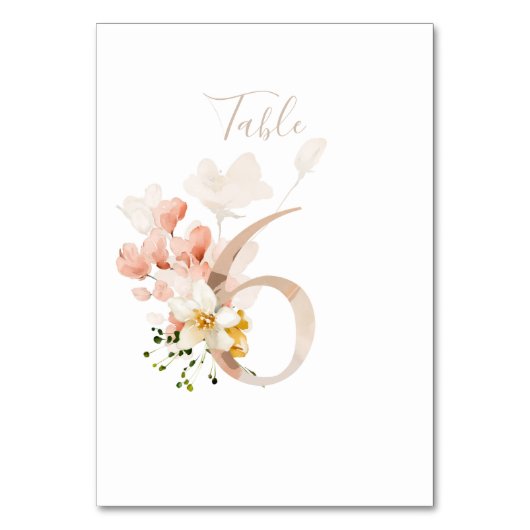 Numéro De Table Rustique Floral manuscrit Script 6 Mariage (Dos)