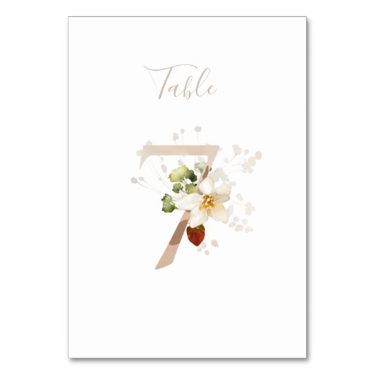Numéro De Table Rustique Floral manuscrit Script 7 Mariage (Par défaut)