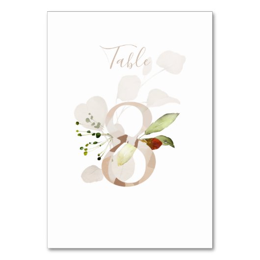 Numéro De Table Rustique Floral manuscrit Script 8 Mariage (Dos)