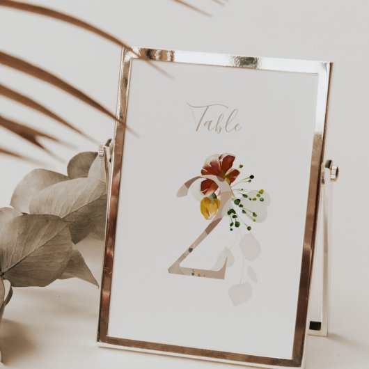 Numéro De Table Rustique Floral Mariage Écriture Manuscrite 2