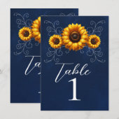 Numéro de table Rustique Glam Tournesol Étincelant (Devant / Derrière)