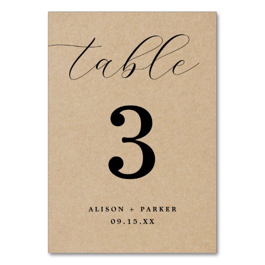Numéro De Table Rustique Kraft Bold Mariage de typographie (Par défaut)