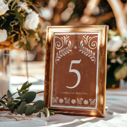 Numéro De Table Rustique Mariage mexicain en terre cuite