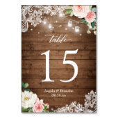 Numéro De Table Rustique Mason Jar Lumières dentelle Mariage flora (Dos)