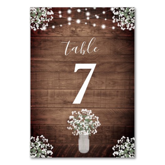 Numéro De Table Rustique Mason Jar & String Mariage (Dos)