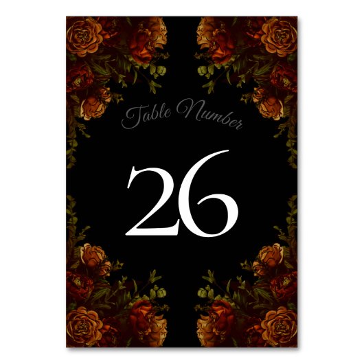 Numéro De Table Rustique Orange Noir Élégant Mariage Invitation (Dos)