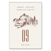 Numéro De Table Rustique Pine rouille Woods Mountain Sketch Mariag (Par défaut)
