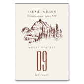 Numéro De Table Rustique Pine rouille Woods Mountain Sketch Mariag (Dos)