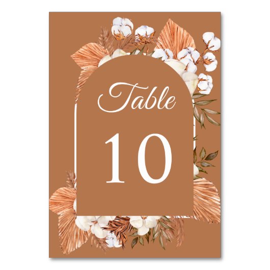 Numéro De Table Rustique Terracotta Boho Pampas Arché Mariage (Dos)