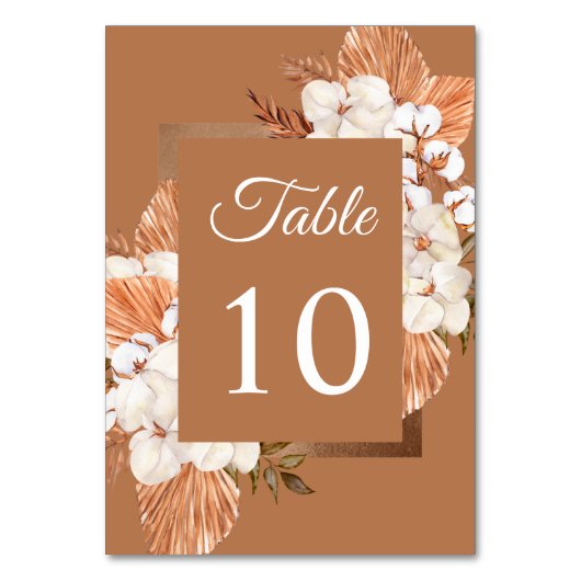 Numéro De Table Rustique Terracotta Boho Pampas Orchidées Mariage (Par défaut)