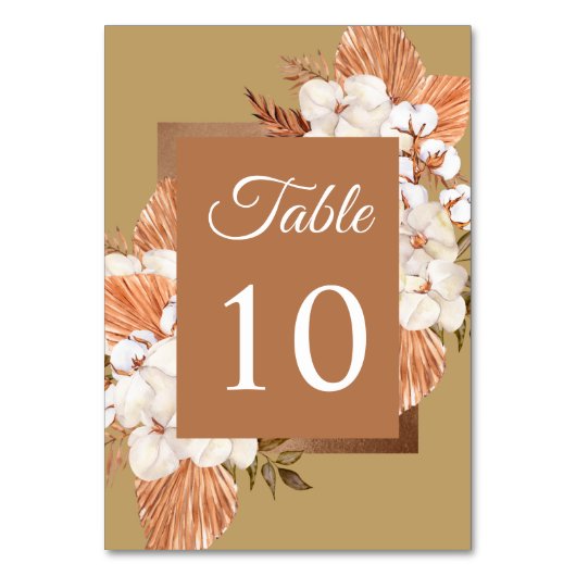 Numéro De Table Rustique Terracotta Gold Boho Pampas Mariage (Dos)