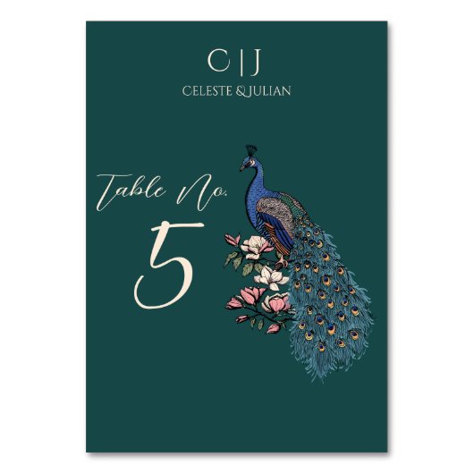 Numéro De Table Rustique Turquoise vert Peacock Mariage Numéro de  (Par défaut)