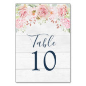 Numéro De Table Rutsic Pink Floral Wedding Table Number Cards (Dos)