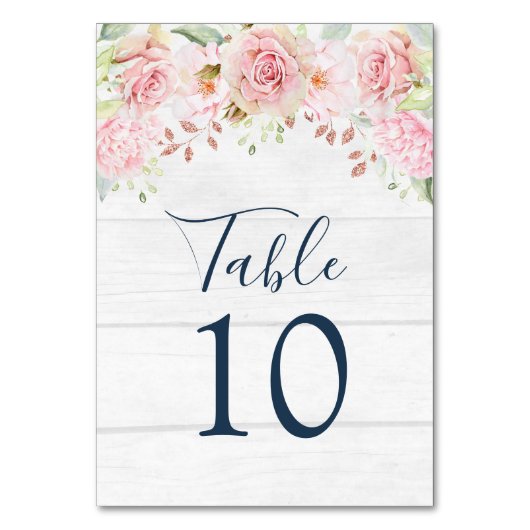 Numéro De Table Rutsic Pink Floral Wedding Table Number Cards (Par défaut)