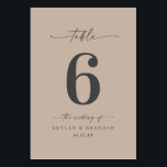 Numéro De Table Sable de couleur solide simple Mariage kaki beige<br><div class="desc">Sable uni simple Khaki Beige Mariage Dîner Numéros de table. Cette Table Card chic et moderne est simple classique et élégant avec une couleur arrière - plan unie et une jolie police de calligraphie de script avec queues. Montré dans le chic sable Khaki couleur beige. Disponible en plusieurs options de...</div>