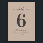 Numéro De Table Sable de couleur solide simple Mariage kaki beige<br><div class="desc">Sable uni simple Khaki Beige Mariage Dîner Numéros de table. Cette Table Card chic et moderne est simple classique et élégant avec une couleur arrière - plan unie et une jolie police de calligraphie de script avec queues. Montré dans le chic sable Khaki couleur beige. Disponible en plusieurs options de...</div>