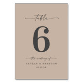 Numéro De Table Sable de couleur solide simple Mariage kaki beige (Dos)