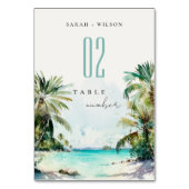 Numéro De Table Sable Tropical Beach Aquarelle Palm Trees Mariage (Par défaut)