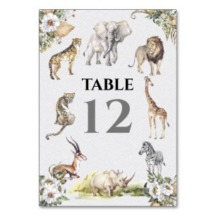 Numéro De Table Safari tropical Animaux Jungle Mariage