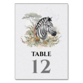 Numéro De Table Safari tropical Mariage de la jungle Zebra (Dos)