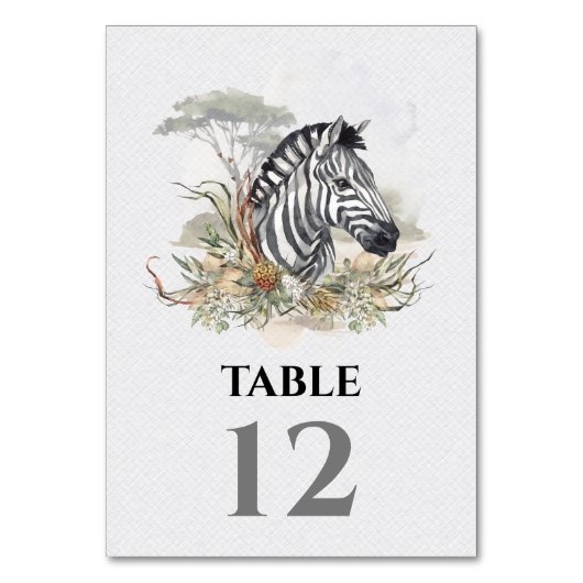 Numéro De Table Safari tropical Mariage de la jungle Zebra (Par défaut)