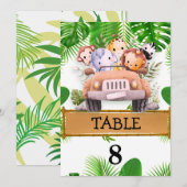 Numéro de table Safari Wild JUNGLE pour un anniver (Devant / Derrière)