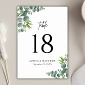 Numéro De Table Sage Eucalyptus Woodland Mariage