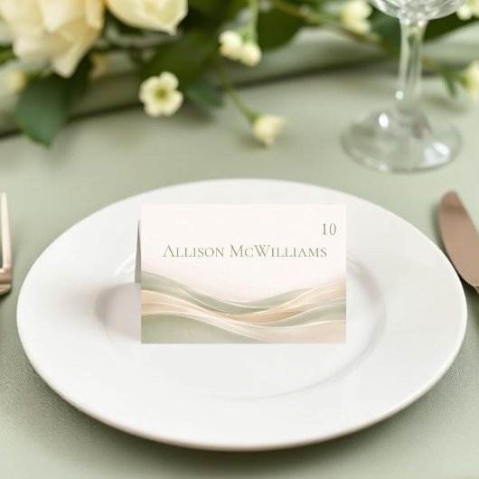 Numéro De Table Sage Green and Ivory Wedding Place Card