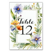 Numéro De Table Sage Green Aquarelle Fleurs sauvages Jardin Mariag (Par défaut)