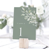 Numéro De Table Sage Green Botanical Wedding Table Number Card