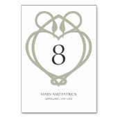 Numéro De Table Sage Green Celtic Irlandais Swan Love Knot Mariage (Dos)