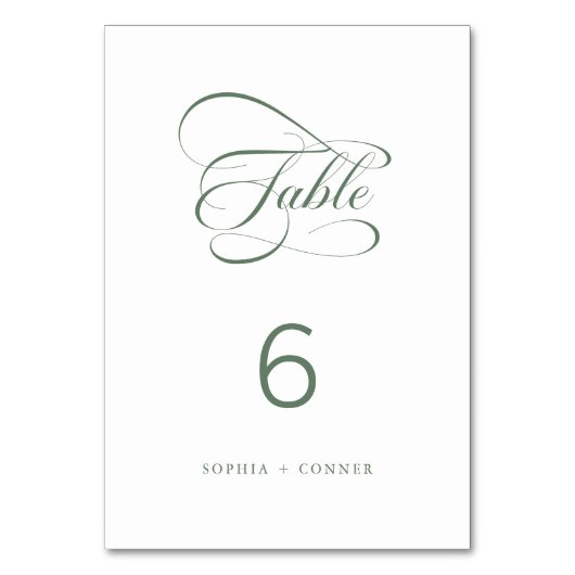 Numéro De Table Sage Green Elegant Classy Calligraphy Mariage (Par défaut)
