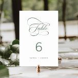 Numéro De Table Sage Green Elegant Classy Calligraphy Mariage<br><div class="desc">Numéro de table du mariage de calligraphie tourbillonnant romantique et élégant. Pour une personnalisation plus avancée de cette conception,  cliquez sur le BOUTON OUTIL DESIGN BLEU ci-dessus !</div>