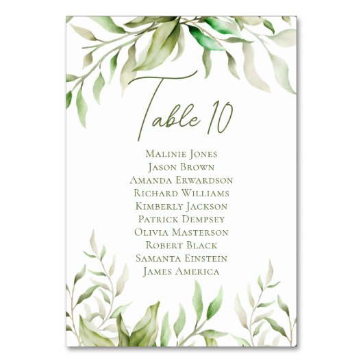 Numéro De Table Sage Green Eucalyptus Foliage Mariage botanique (Dos)