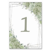 Numéro De Table Sage Green Floral Argent Anniversaire Quinceañera (Dos)