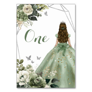 Numéro De Table Sage Green Floral géométrique Princesse XV Años