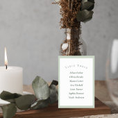 Numéro De Table Sage Green Minimalist Wedding Table Number Card