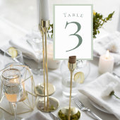 Numéro De Table Sage Green Minimalist Wedding Table Number Card