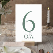 Numéro De Table Sage Green Minimalist Wedding Table Number Card