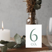 Numéro De Table Sage Green Minimalist Wedding Table Number Card