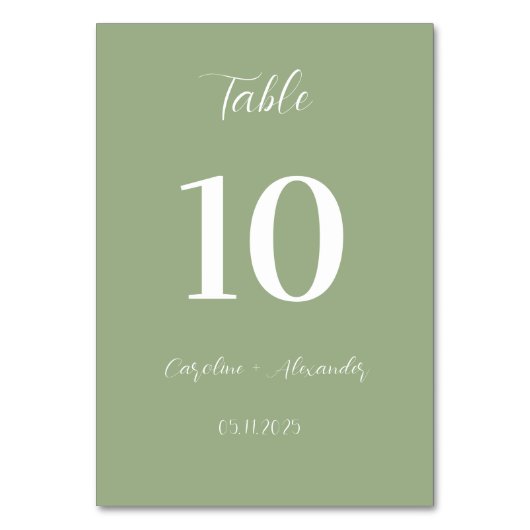 Numéro De Table Sage Green Moderne Élégant Mariage unique (Par défaut)