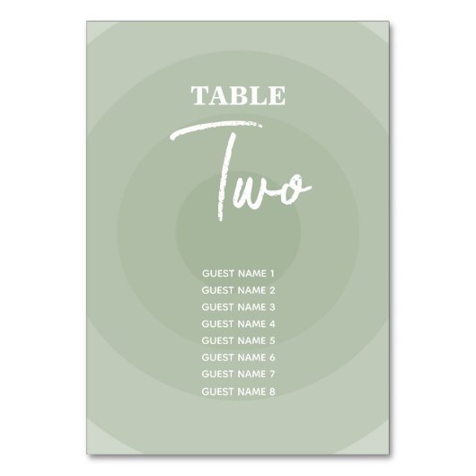 Numéro De Table Sage Green Moderne Monogramme Mariage Numéro de ta (Par défaut)