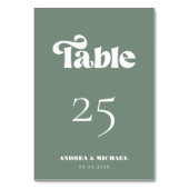 Numéro De Table Sage Green Retro Typographie Simple Moderne Mariag (Par défaut)