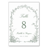 Numéro De Table Sage Green Romantic Botanical Arch Garden Wedding (Dos)