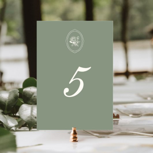 Numéro De Table Sage Green Rose Wedding Double Sided