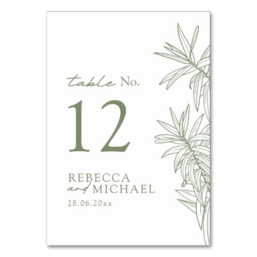 Numéro De Table Sage Green Simple Botanique (Par défaut)